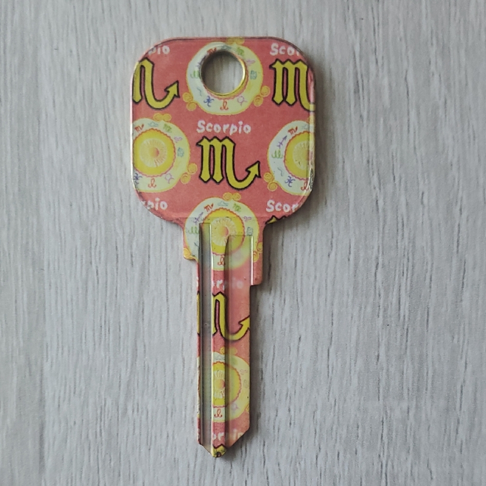 Scorpio Zodiac Key - Pink and Yellow